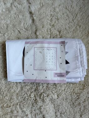 NWT - Soft Baby Milestone Months Blanket - White
